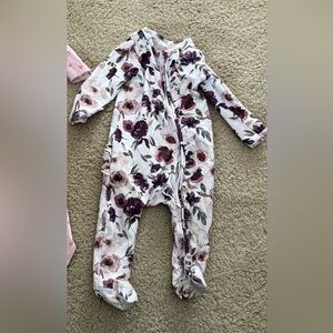 Caden Lane Purple Floral Kids Pajamas Footies